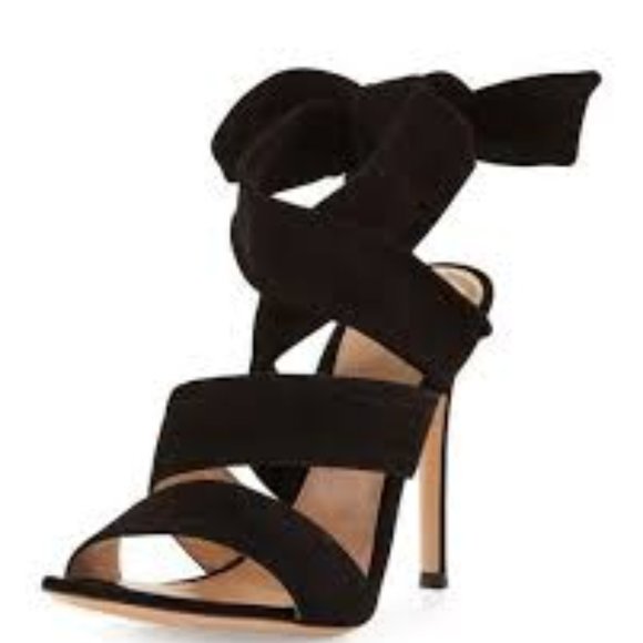 NWT Gianvito Rossi Ankle Tie Black Heeled Sandal